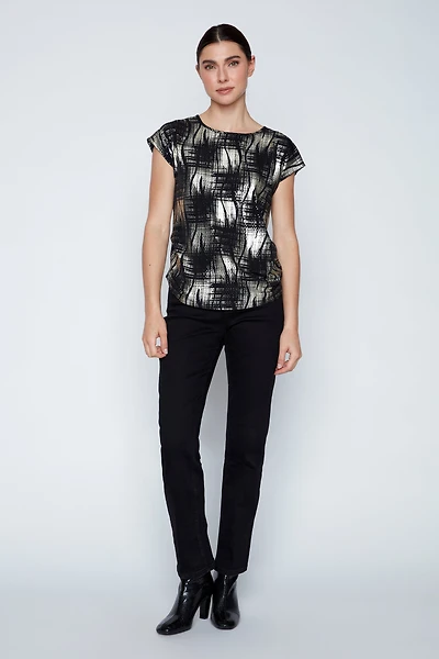 Foil knit top with sequins detail