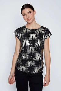 Le haut en lurex à motif pied-de-poule