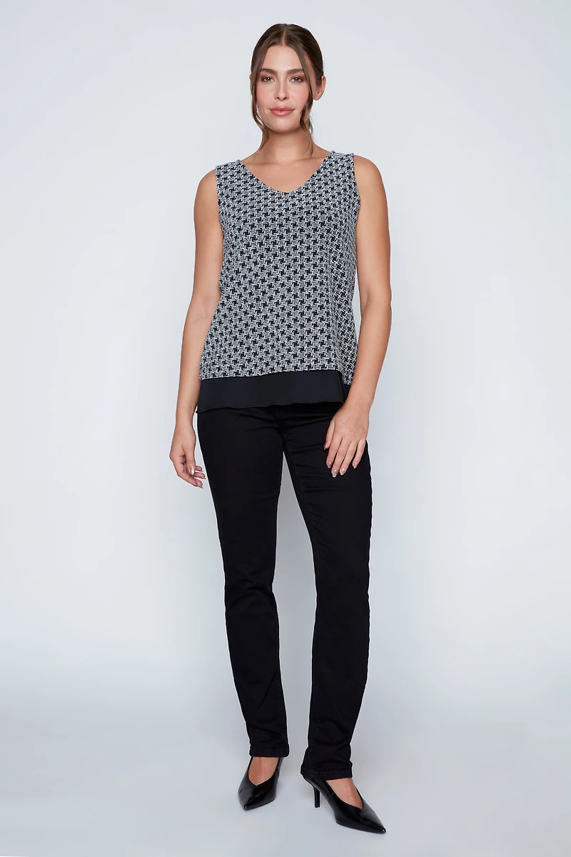 Houndstooth lurex top