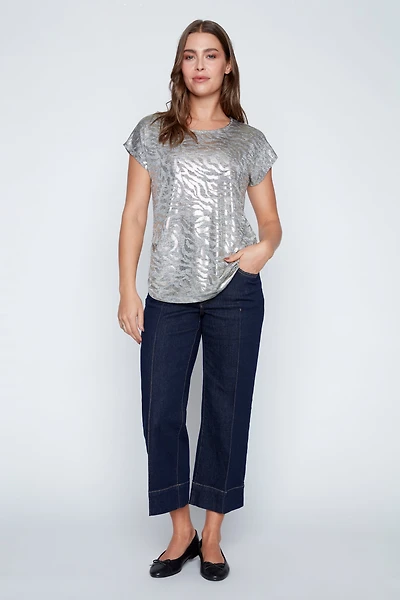 Gold foil knit top