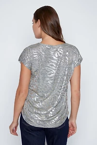 Gold foil knit top