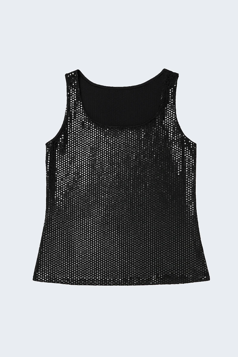 Square neck cami with sequins