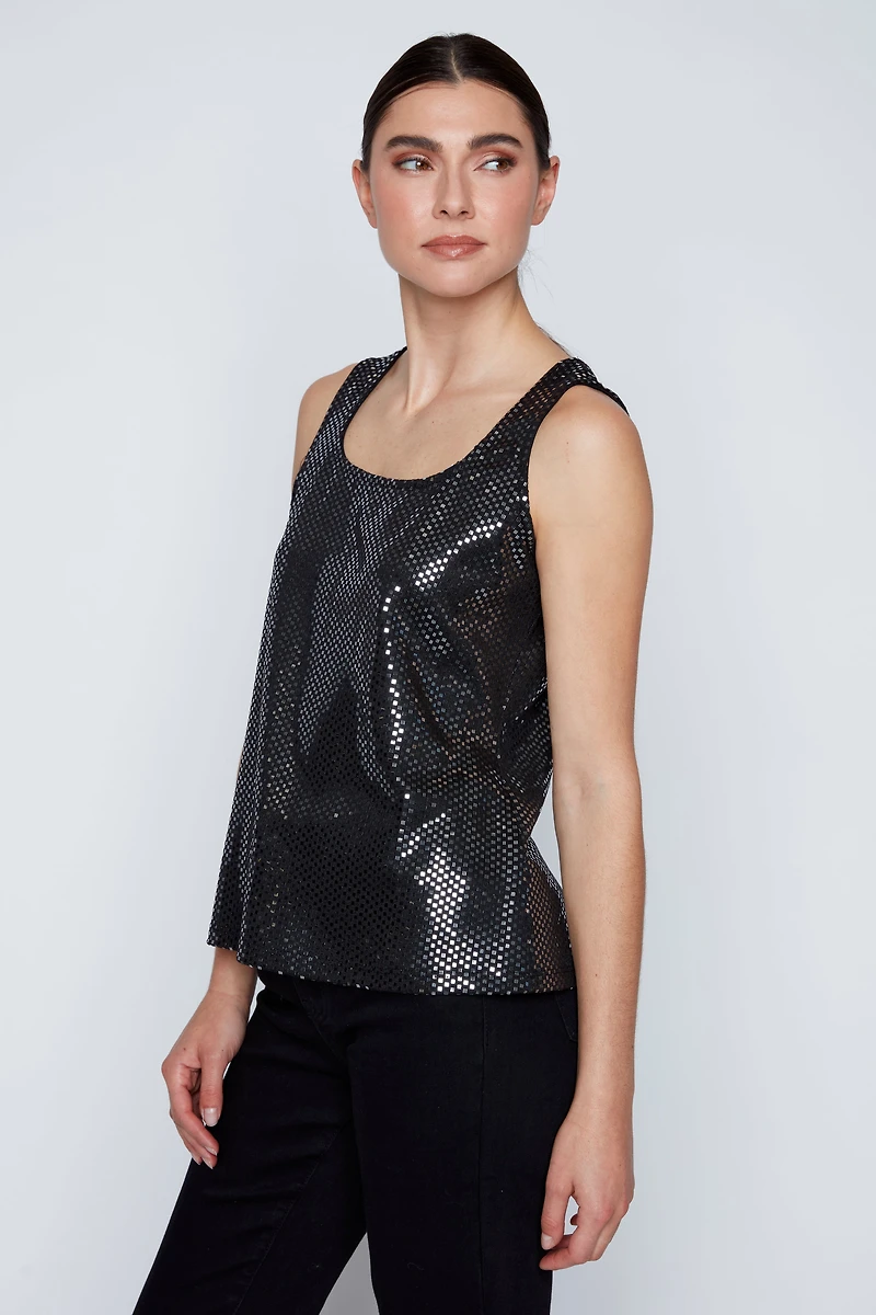 La camisole à col carré avec paillettes