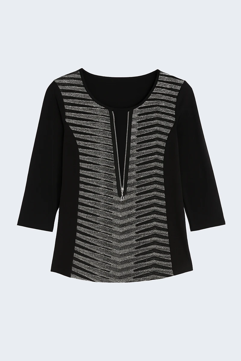 Lurex top with zipper detail