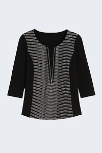 Lurex top with zipper detail