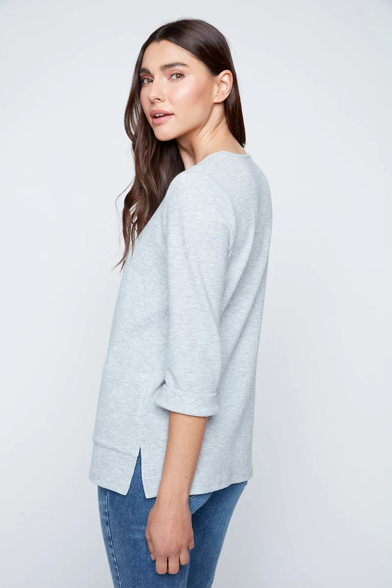 Crinkle rib knit tunic