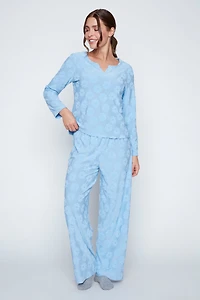 Floral embossed knit pyjama set