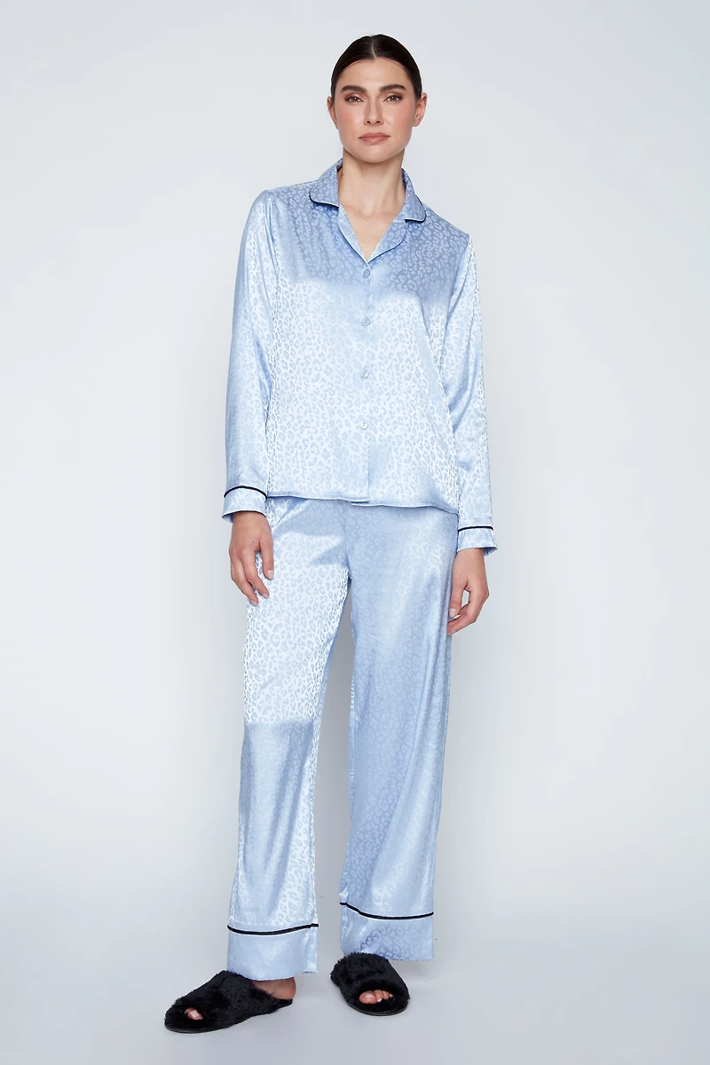 Animal print satin pyjama set