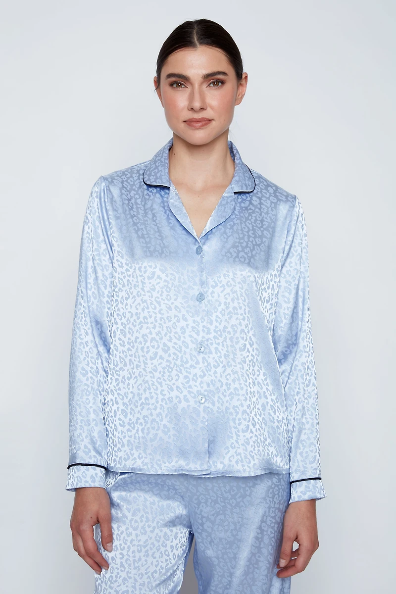 Animal print satin pyjama set