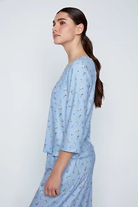 Floral design knit pyjama set
