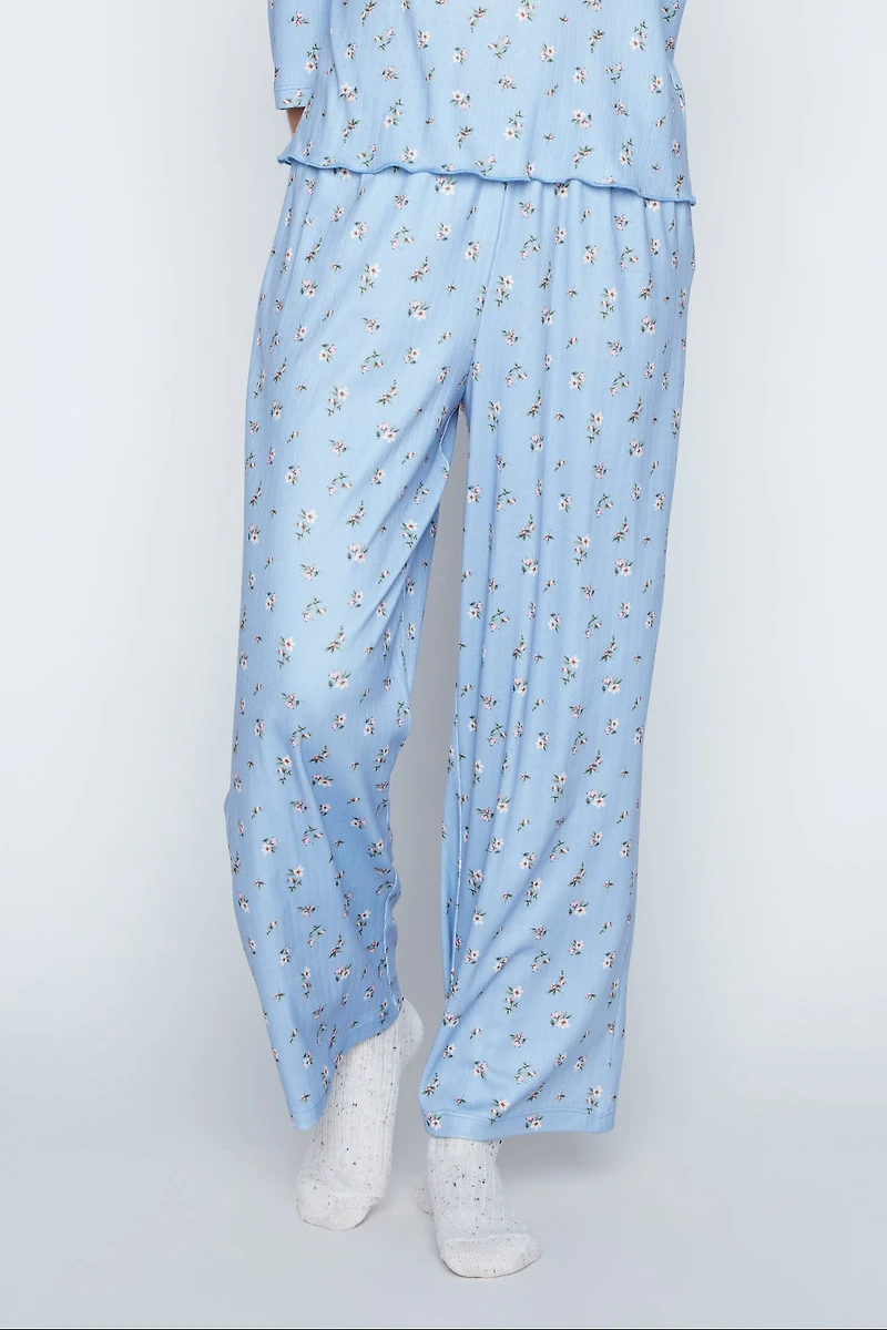 Floral design knit pyjama set