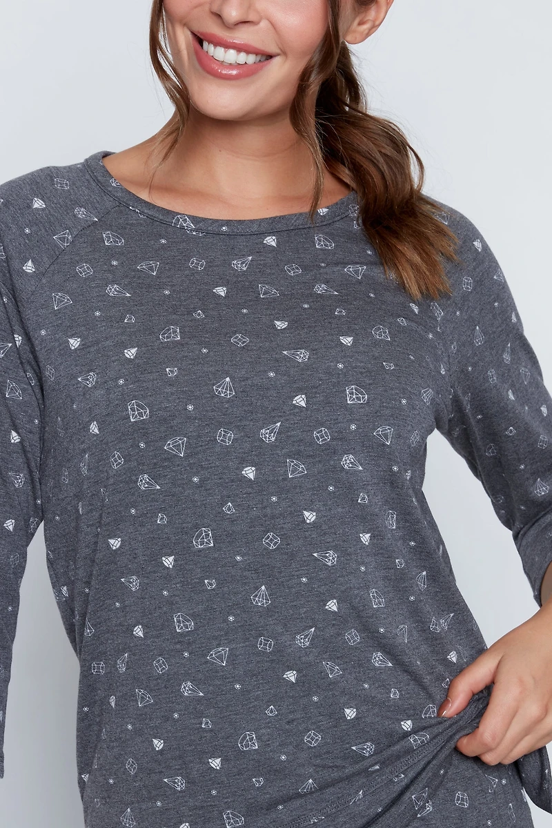 Diamond design knit loungewear set