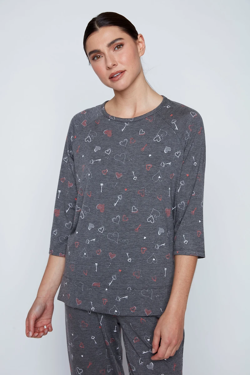 Heart with eyes design loungewear set