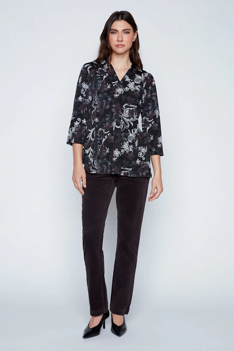 Floral puff print top