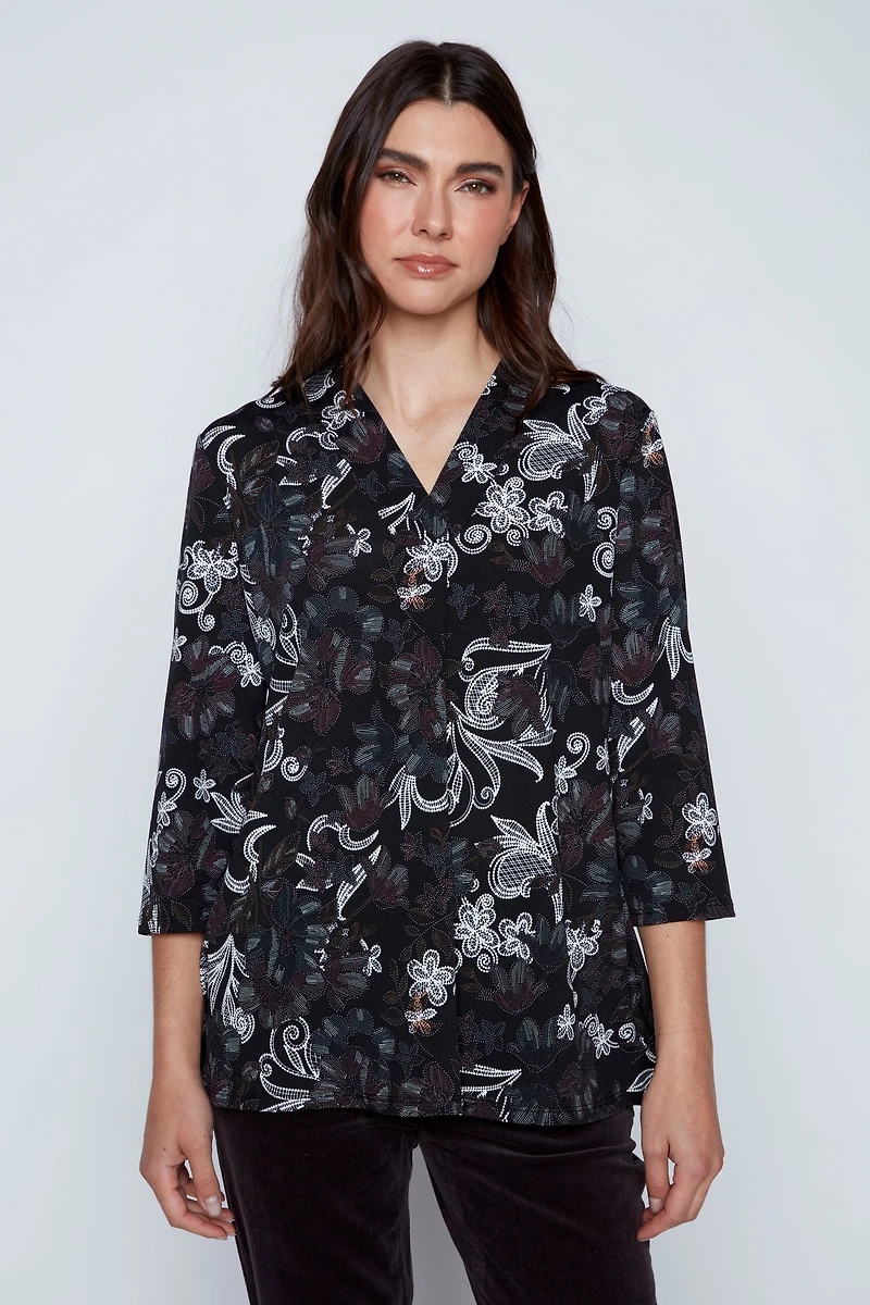 Floral puff print top