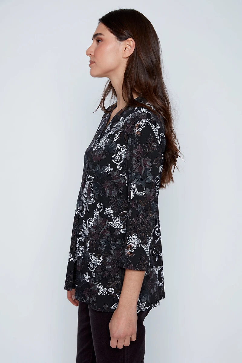 Floral puff print top