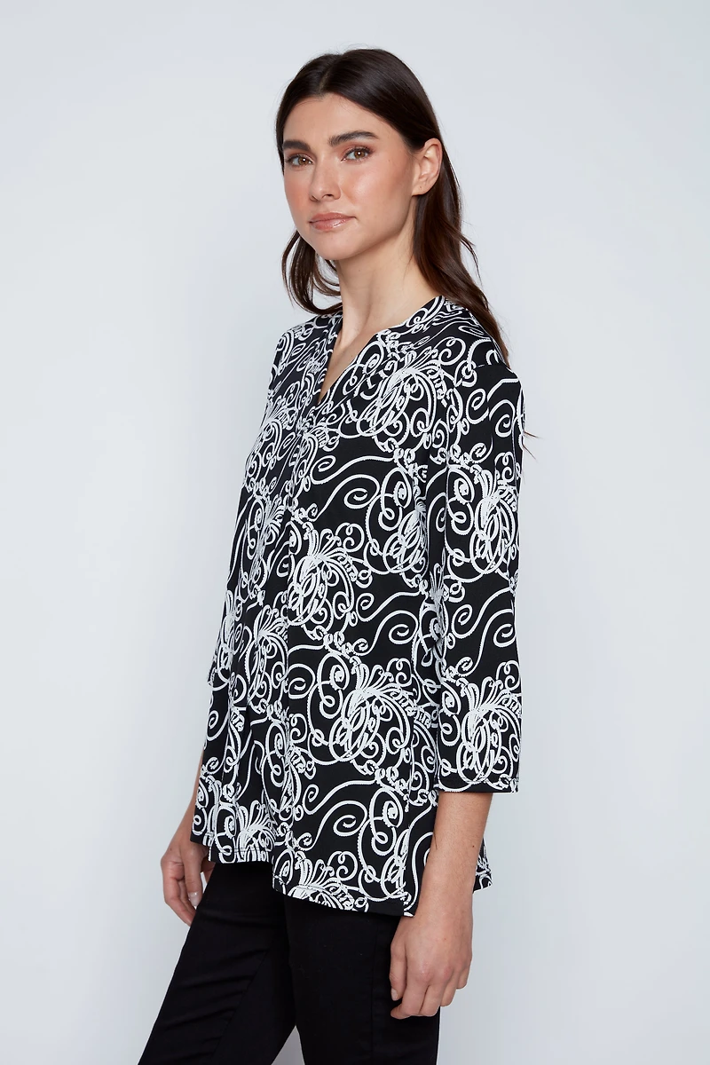 Floral puff print top