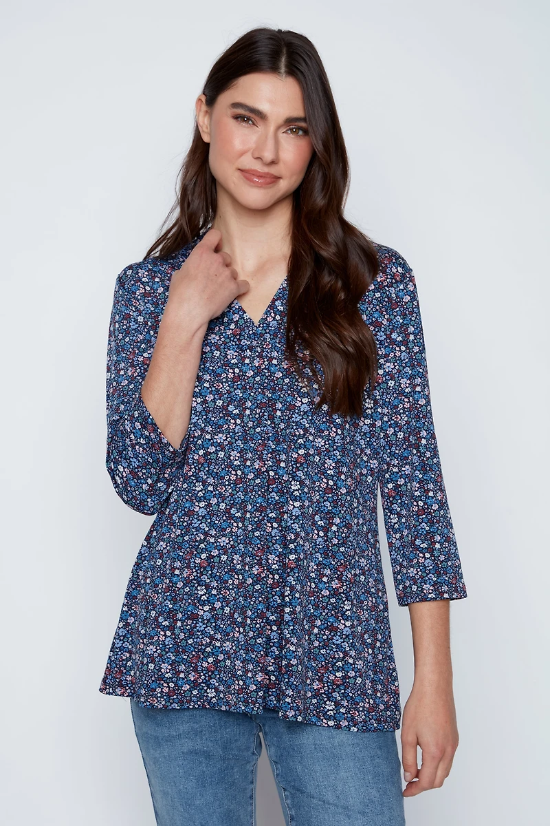 Mini haut en tricot fleuri