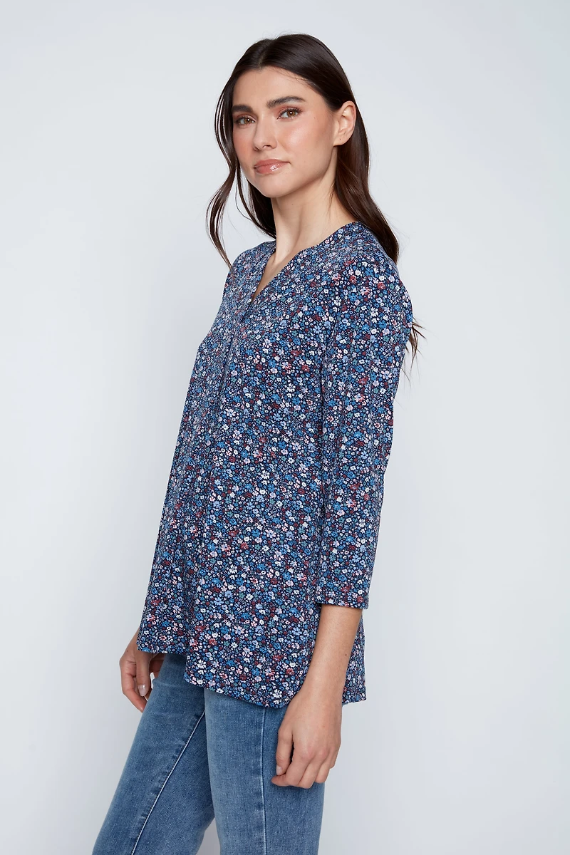 Mini haut en tricot fleuri