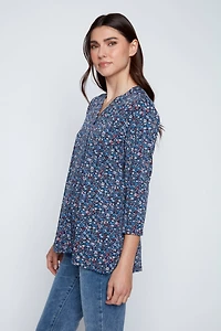 Mini haut en tricot fleuri