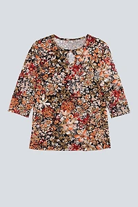 Floral print keyhole top