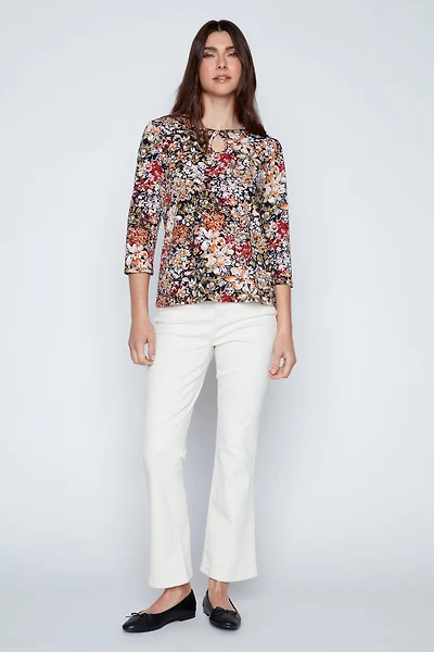Floral print keyhole top