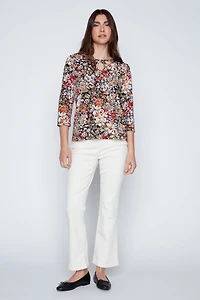 Floral print keyhole top