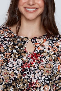 Floral print keyhole top