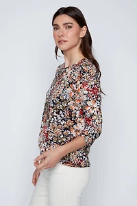 Floral print keyhole top