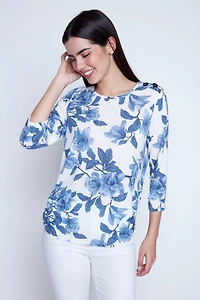 Le haut froncé sur les côtés en mélange de lin