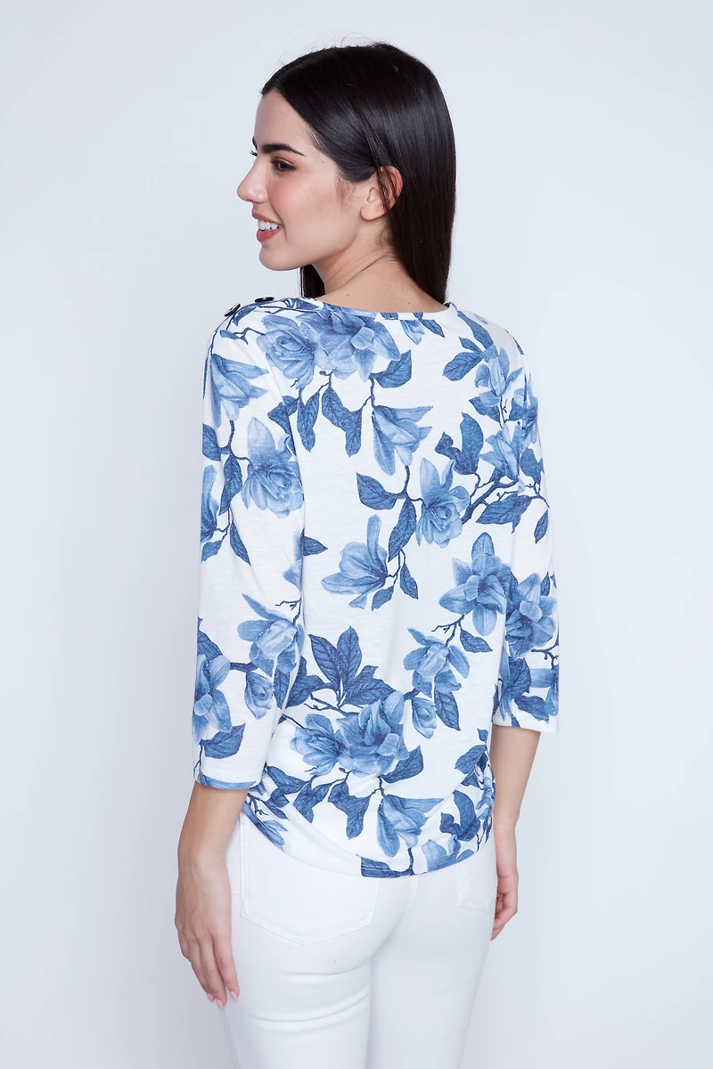 Linen blend ruched sides top