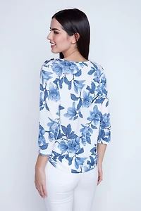 Linen blend ruched sides top