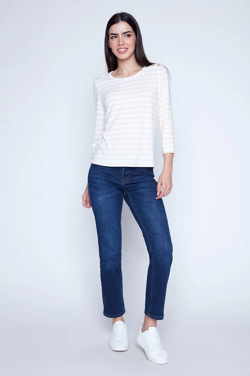 Button accent long sleeve top
