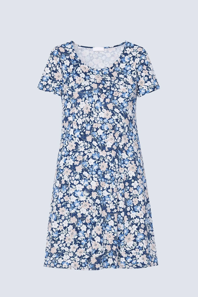 Leaf print A-line sun dress