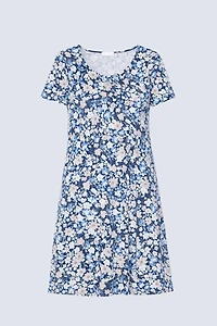 Leaf print A-line sun dress