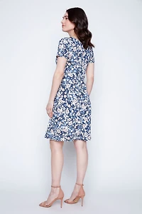 Leaf print A-line sun dress