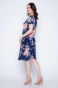 Floral puff print A-line sun dress