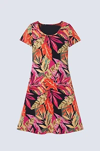 Tropical print A-line sun dress