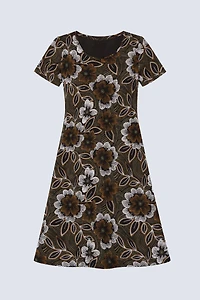 Floral puff print A-line sun dress