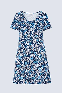 Leaf print A-line sun dress