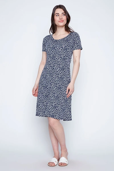 Dot print A-line sun dress