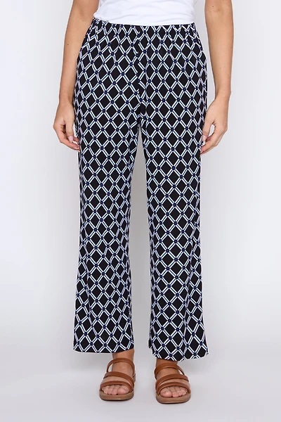 Black royal geometric print pant