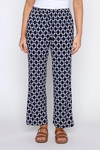 Black royal geometric print pant