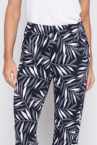 Pantalon blanc marine à imprimé tropical