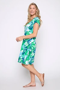 Leaf print A-line dress