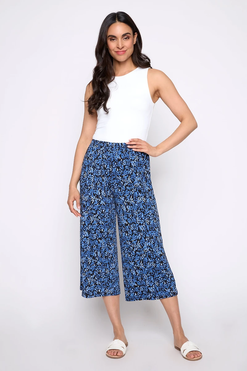 Leaf print gaucho pant