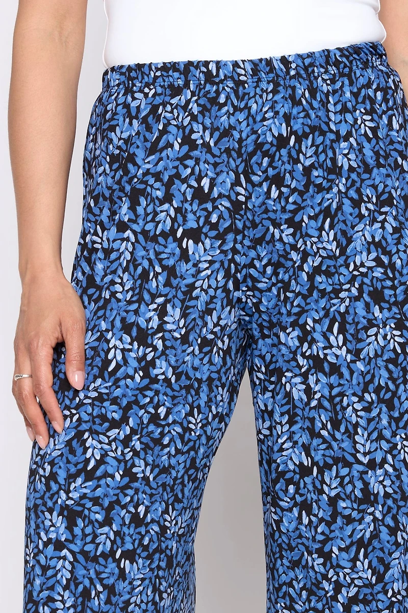 Leaf print gaucho pant