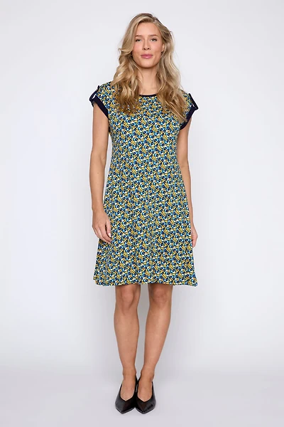 Daisy print A-line dress