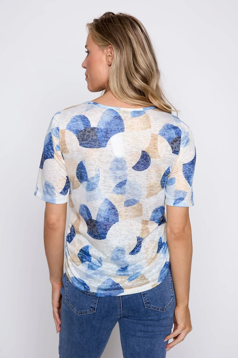 Elbow sleeve printed burn out t-shirt