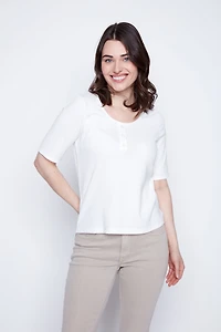 Solid rib cotton t-shirt
